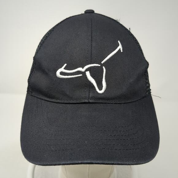 Unbranded Strapback Mesh Back Trucker Hat Black One Size Embroidered Logo - Picture 2 of 8